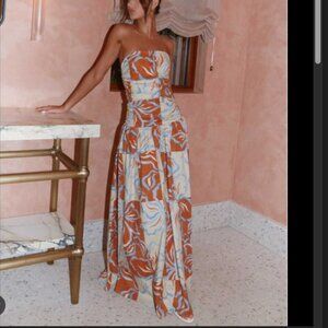 Carmel Maxi Dress - Orange Blue Floral